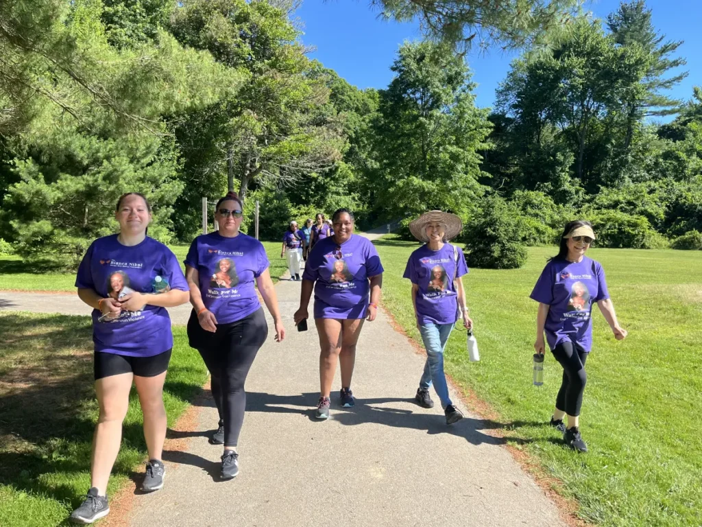 A group of women walking along the path at Walk for Me 2024