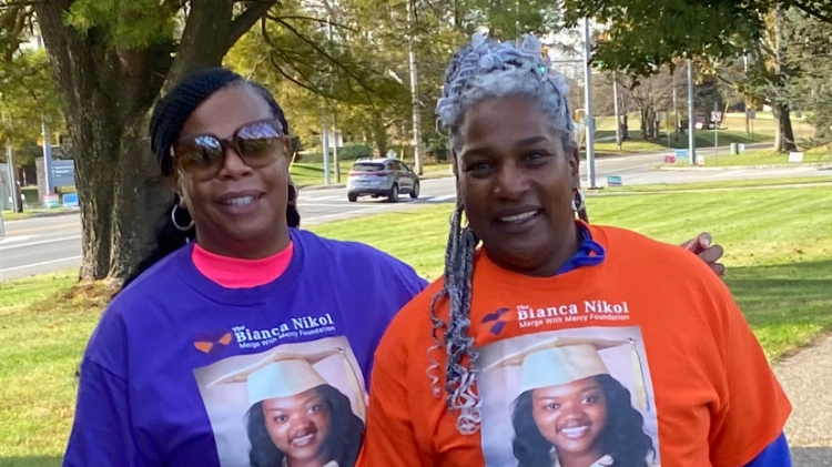Two women at Walk for Me 2025